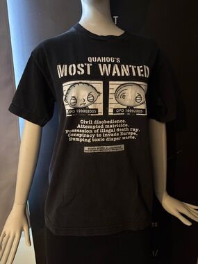 Black  "Quahog's Most Wanted" Graphic Tee